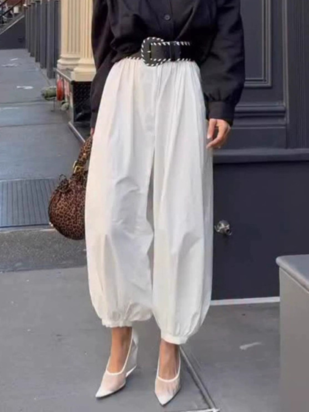 Zara White High Waist Balloon Pants Autumn Street